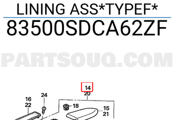 Honda 83500SDCA62ZF LINING ASS*TYPEF*