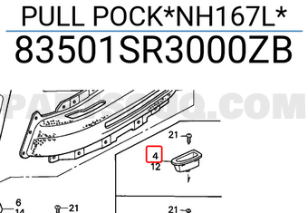 Honda 83501SR3000ZB PULL POCK*NH167L*
