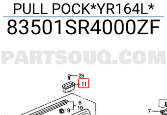 Honda 83501SR4000ZF PULL POCK*YR164L*