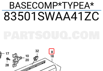 Honda 83501SWAA41ZC BASECOMP*TYPEA*