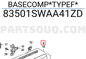 Honda 83501SWAA41ZD BASECOMP*TYPEF*