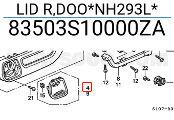 Honda 83503S10000ZA LID R,DOO*NH293L*