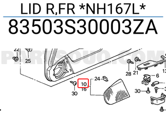 Honda 83503S30003ZA LID R,FR *NH167L*