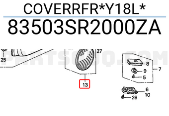 Honda 83503SR2000ZA COVERRFR*Y18L*