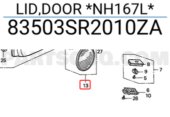 Honda 83503SR2010ZA LID,DOOR *NH167L*
