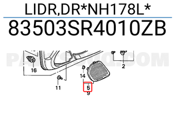 Honda 83503SR4010ZB LIDR,DR*NH178L*