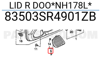 Honda 83503SR4901ZB LID R DOO*NH178L*