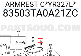 Honda 83503TA0A21ZC ARMREST C*YR327L*