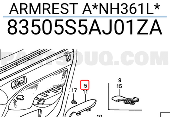 Honda 83505S5AJ01ZA ARMREST A*NH361L*