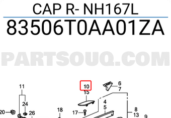 Honda 83506T0AA01ZA CAP R- NH167L