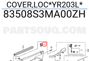 Honda 83508S3MA00ZH COVER,LOC*YR203L*