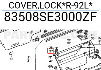 Honda 83508SE3000ZF COVER,LOCK*R-92L*