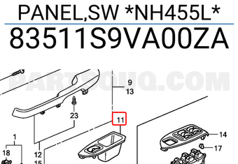 Honda 83511S9VA00ZA PANEL,SW *NH455L*