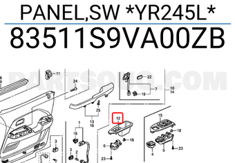 Honda 83511S9VA00ZB PANEL,SW *YR245L*
