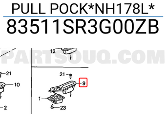 Honda 83511SR3G00ZB PULL POCK*NH178L*