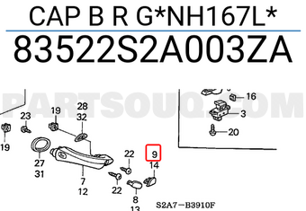 Honda 83522S2A003ZA CAP B R G*NH167L*