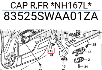 Honda 83525SWAA01ZA CAP R,FR *NH167L*