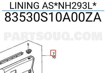 Honda 83530S10A00ZA LINING AS*NH293L*