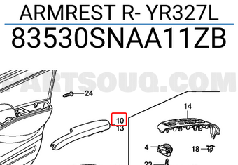 Honda 83530SNAA11ZB ARMREST R- YR327L
