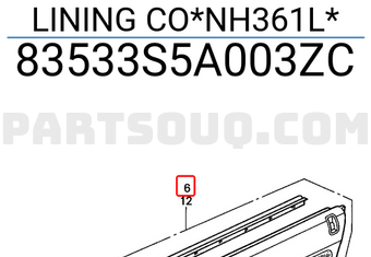 Honda 83533S5A003ZC LINING CO*NH361L*