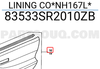 Honda 83533SR2010ZB LINING CO*NH167L*