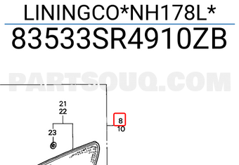 Honda 83533SR4910ZB LININGCO*NH178L*