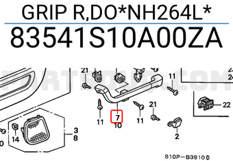 Honda 83541S10A00ZA GRIP R,DO*NH264L*