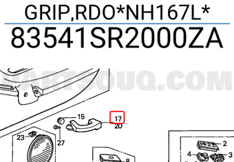 Honda 83541SR2000ZA GRIP,RDO*NH167L*