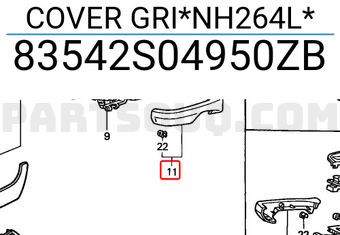 Honda 83542S04950ZB COVER GRI*NH264L*