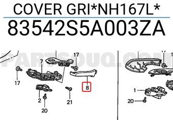 Honda 83542S5A003ZA COVER GRI*NH167L*