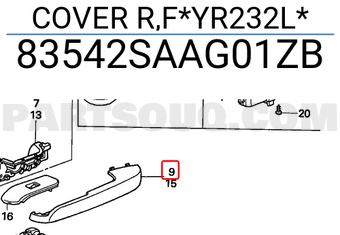 Honda 83542SAAG01ZB COVER R,F*YR232L*