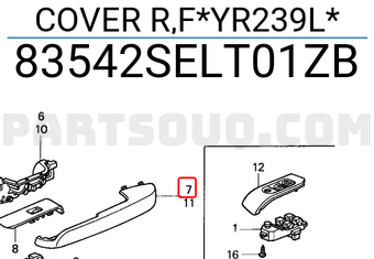 Honda 83542SELT01ZB COVER R,F*YR239L*