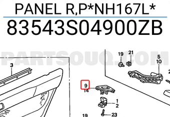 Honda 83543S04900ZB PANEL R,P*NH167L*