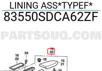 Honda 83550SDCA62ZF LINING ASS*TYPEF*