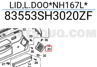 Honda 83553SH3020ZF LID,L.DOO*NH167L*
