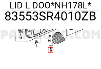 Honda 83553SR4010ZB LID L DOO*NH178L*