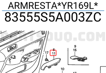 Honda 83555S5A003ZC ARMRESTA*YR169L*