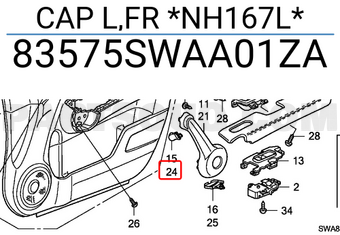 Honda 83575SWAA01ZA CAP L,FR *NH167L*
