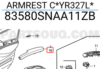 Honda 83580SNAA11ZB ARMREST C*YR327L*