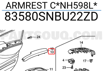 Honda 83580SNBU22ZD ARMREST C*NH598L*
