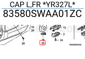 Honda 83580SWAA01ZC CAP L,FR *YR327L*