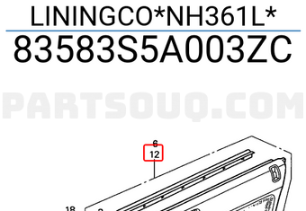 Honda 83583S5A003ZC LININGCO*NH361L*