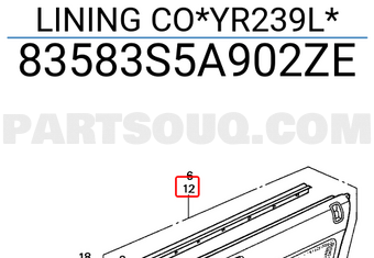 Honda 83583S5A902ZE LINING CO*YR239L*