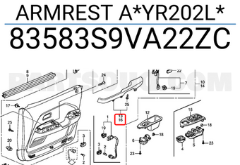 Honda 83583S9VA22ZC ARMREST A*YR202L*