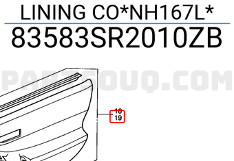 Honda 83583SR2010ZB LINING CO*NH167L*