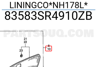 Honda 83583SR4910ZB LININGCO*NH178L*