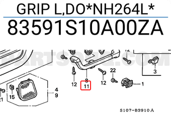 Honda 83591S10A00ZA GRIP L,DO*NH264L*