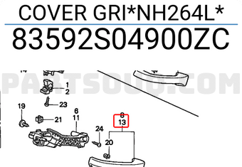 Honda 83592S04900ZC COVER GRI*NH264L*