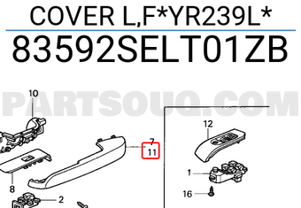 Honda 83592SELT01ZB COVER L,F*YR239L*