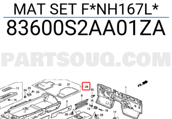 Honda 83600S2AA01ZA MAT SET F*NH167L*